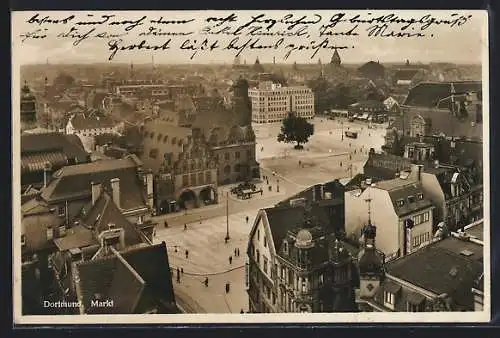 AK Dortmund, Blick auf den Markt aus der Vogelschau