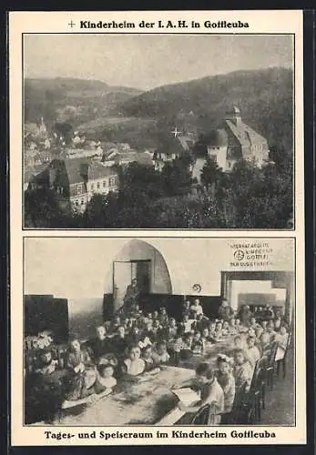 AK Gottleuba, Kinderheim der I.A.H., Tages und Speiseraum im Kinderheim