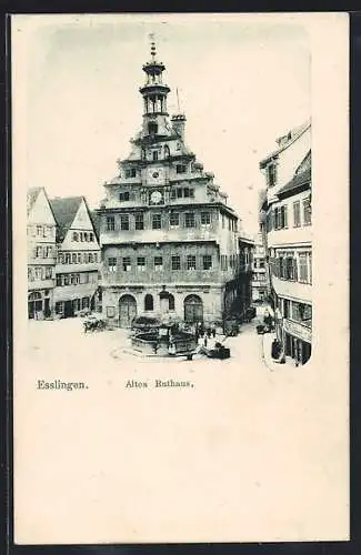 AK Esslingen / Neckar, Altes Rathaus mit Brunnen