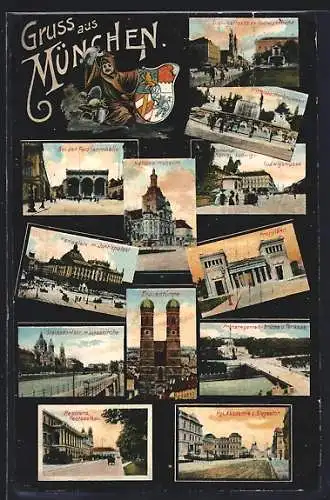AK München, Partien der Ludwigsstrasse, Steindorferstrasse und bei der Feldherrhalle