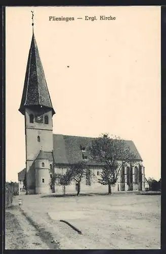 AK Plieningen, Partie an der evgl. Kirche