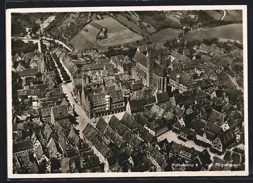 AK Rothenburg o. T., Ortschaft vom Flugzeug aus