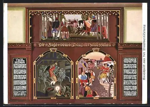 AK Dresden, Hotel Trompeterschlösschen, Wandvertäfelung