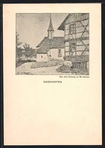 Künstler-AK Gaienhofen, Partie an der Kirche