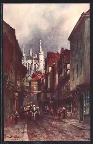 Künstler-AK York, Street, York Minster