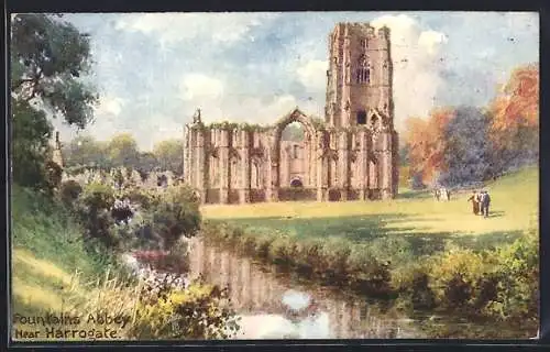 Künstler-AK Harrogate, Fountains Abbey