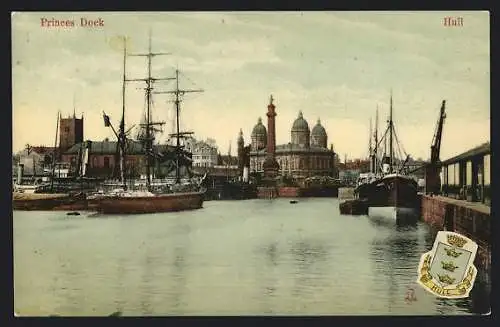 AK Hull, Princes Dock, Schiffe im Hafen