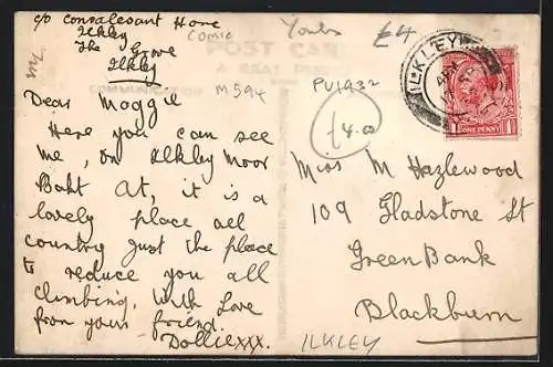 AK Ilkley, On Ilkla Moor Bahr` At, Ortsansicht mit Figuren