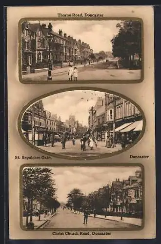Präge-AK Doncaster, Thorne Road, St. Sepulchre Gate, Christ Church Road