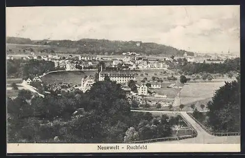 AK Münchenstein, Neuewelt, Ruchfeld, Panorama mit Strassenpartie