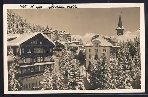 AK Arosa, Ortspartie mit Schnee