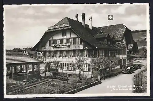 AK Zäziwil, Strassenpartie mit Gasthof Zum weissen Rössli