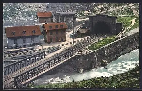 AK Göschenen, Blick in die Einfahrt des Gotthardttunnels