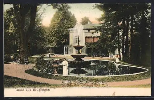 AK Brüglingen, Park mit Springbrunnen