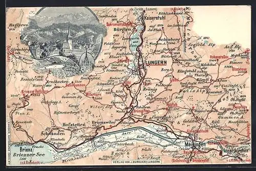 AK Lungern, topographische Karte der Umgebung von Lungern bis zum Brienzer See