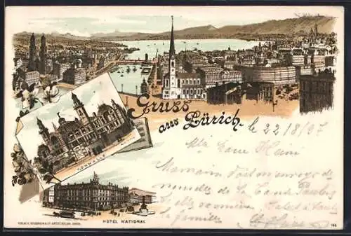 Lithographie Zürich, Hotel National und Tonhalle