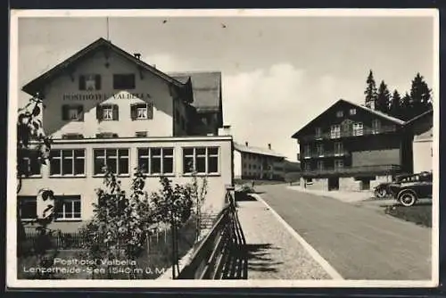 AK Lenzerheide-See, Strassenpartie mit Posthotel Valbela