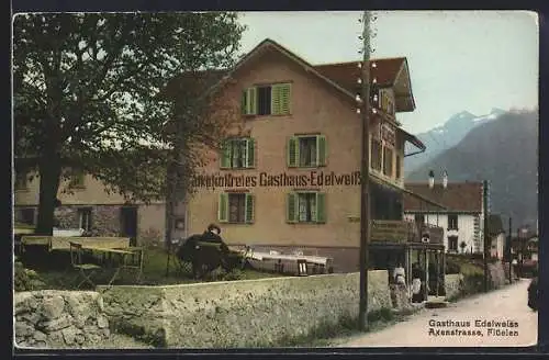 AK Flüelen, Alkoholfreies Gasthaus Edelweiss in der Axenstrasse