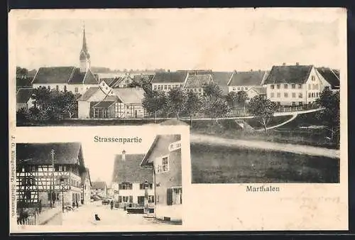 AK Marthalen, Strassenpartie, Ortspartie mit Kirche