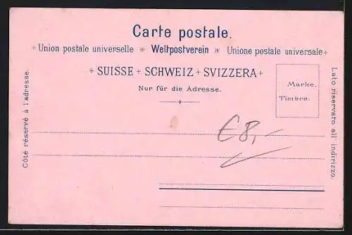 Lithographie Kleine Scheidegg, Blick auf Wetterhorn, Hotel, Bahnhof um 1900