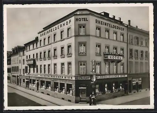 AK Basel, Hotel-Restaurant Rheinfelderhof, Klarastrasse-Hammerstrasse, Aussenansicht
