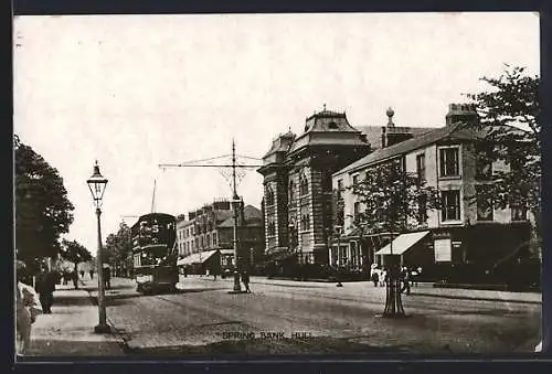 AK Hull, Spring Bank, Strassenbahn