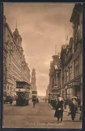 AK Manchester, Oxford Street, Strassenbahn