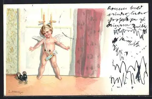 Künstler-AK E. Döcker: Amor vor einer Tür