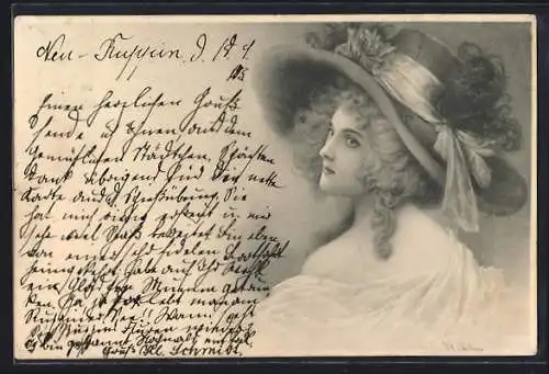 Künstler-AK Wichera: Junge Dame mit Hut