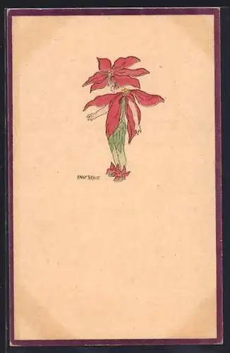 Künstler-AK Anny Tekauz: Kleines Blumenmädchen