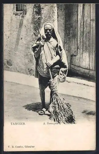 AK Tangier, A Sweeper, arabischer Strassenfeger