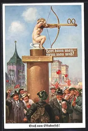 Künstler-AK Ernst Schlemo: München, Partie auf dem Oktoberfest