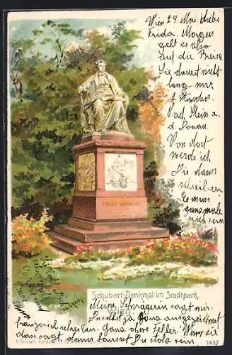 Künstler-AK Emil Czech: Wien, Schubert-Denkmal im Stadtpark