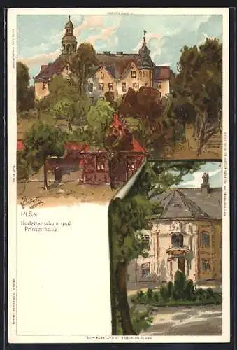 Künstler-AK Carl Biese: Plön, Kadettenschule mit Prinzenhaus