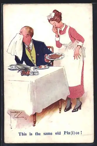 Künstler-AK Lawson Wood: Mann kann einen Fisch nicht essen