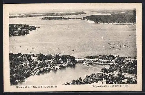 AK Berlin, Blick auf den Gr. und Kl. Wannsee, Fliegeraufnahme