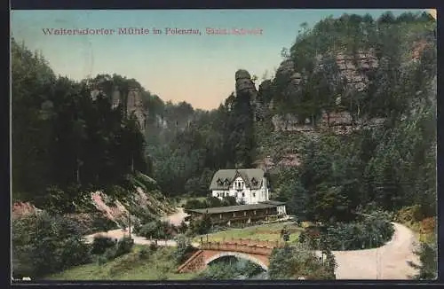 AK Hohnstein / Sächs. Schweiz, Waltersdorfer Mühle im Polenztal