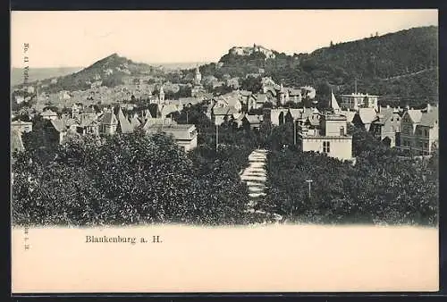 AK Blankenburg a. H., Ortsansicht mit Kirche