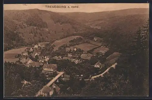 AK Treseburg a. Harz, Ortsansicht aus der Vogelschau