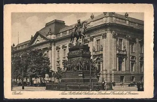 AK Berlin, Neues Bibliotheks-Gebäude und Denkmal Friedrichs d. Grossen