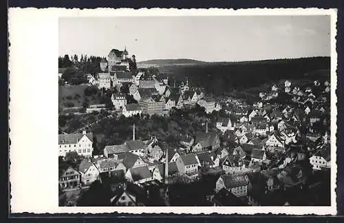 AK Altensteig, Ortsansicht mit Wäldern