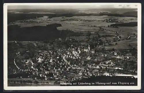 AK Altensteig, Ortsansicht mit Ueberberg im Hintergrund vom Flugzeug aus