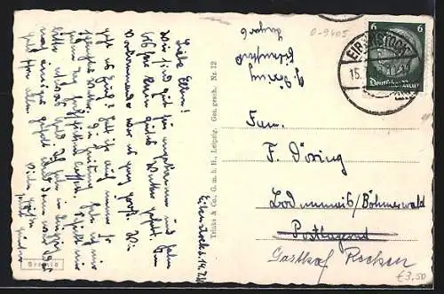 AK Eibenstock i. Erzgeb., Blick auf den Ort vom Adlerfelsen