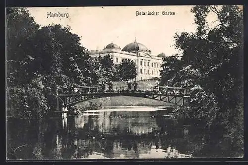 AK Hamburg-St.Pauli, Botanischer Garten mit Brücke