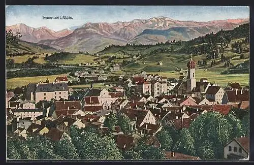 AK Immenstadt i. Allgäu, Ortsansicht mit Bergpanorama