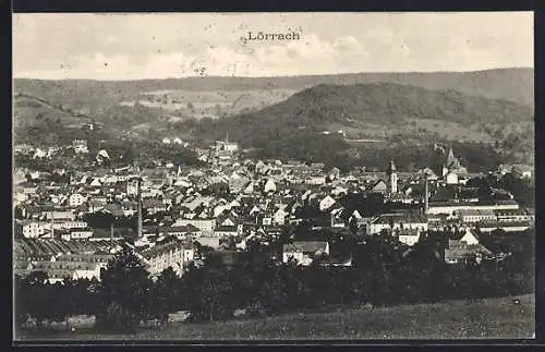 AK Lörrach, Ortsansicht aus der Vogelschau