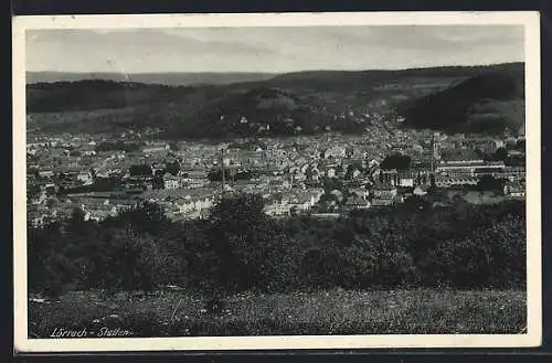 AK Lörrach /Stetten, Ortsansicht mit Berglandschaft