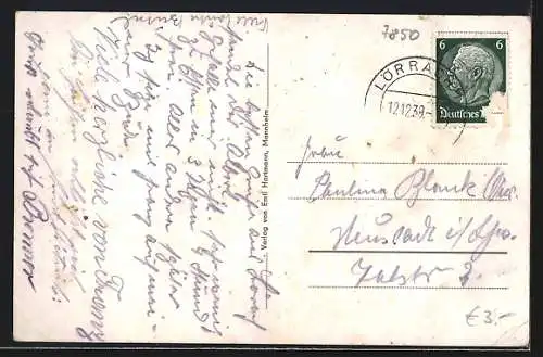 AK Lörrach /Stetten, Ortsansicht mit Berglandschaft