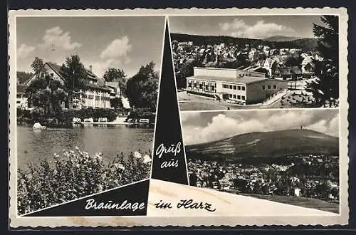 AK Braunlage im Harz, Ortsansicht mit Wasserpartie