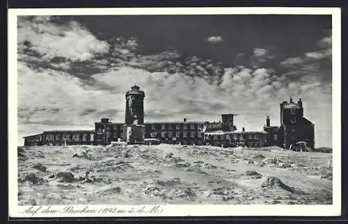 AK Brocken, Hotel auf dem Brocken im Schnee